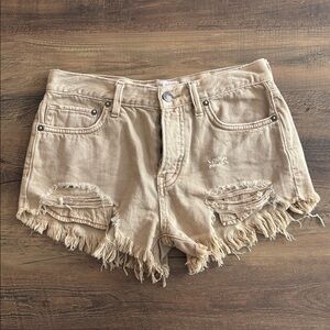 We the Free distressed raw hem button fly Jean shorts 25